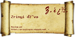Zrinyi Éva névjegykártya