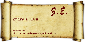 Zrinyi Éva névjegykártya